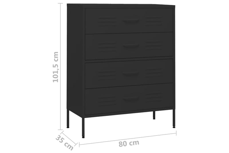 Kommode svart 80x35x101,5 cm stål - Svart - Oppbevaring - Oppbevaringsmøbler - Kommode - Entrekommode