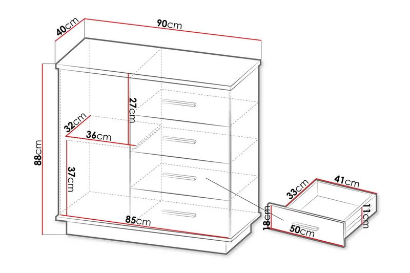 Kommode - Svart|Eik - Oppbevaring - Oppbevaringsmøbler - Kommode - Entrekommode