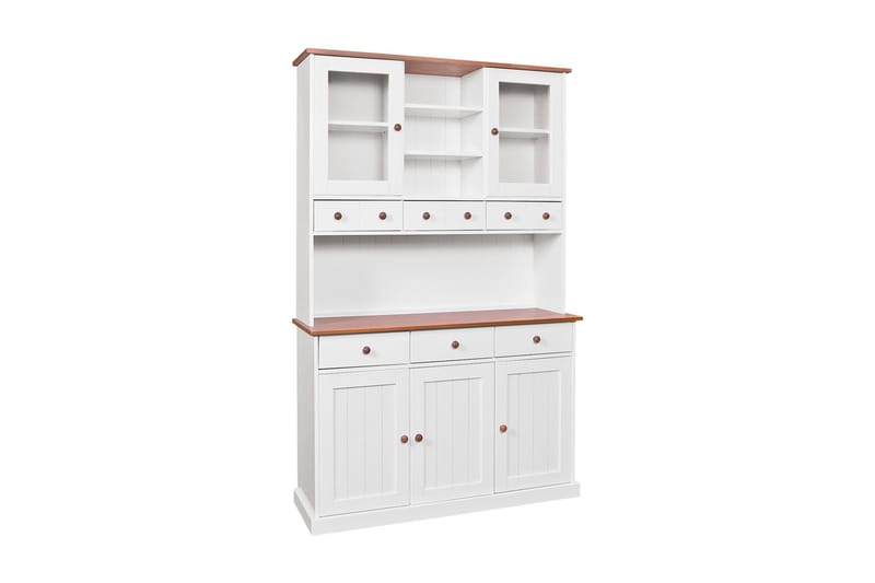 Livesey Vitrineskap B 131 cm - Hvit/Natur - Oppbevaring - Oppbevaringsmøbler - Kommode