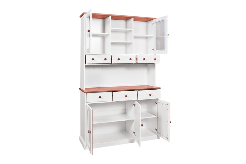 Livesey Vitrineskap B 131 cm - Hvit/Natur - Oppbevaring - Oppbevaringsmøbler - Kommode