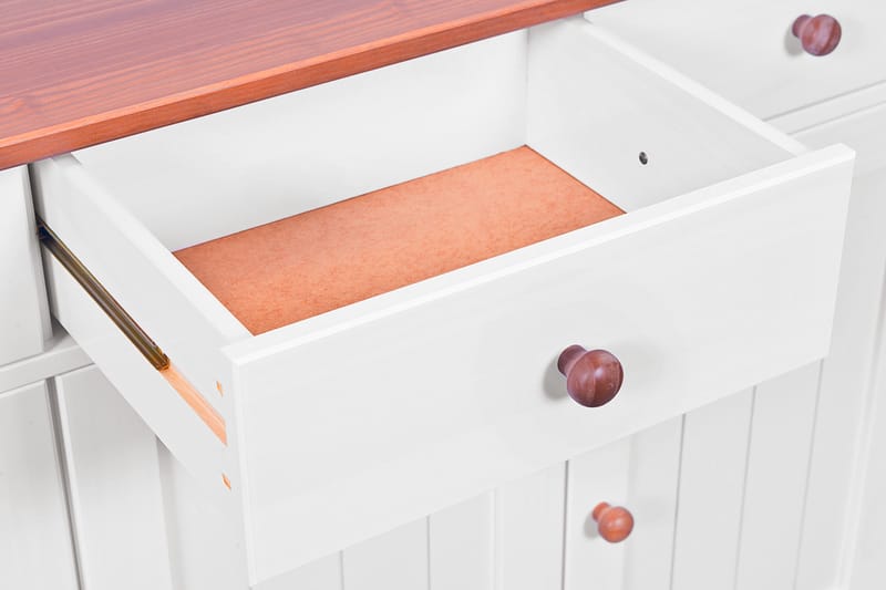Livesey Vitrineskap B 131 cm - Hvit/Natur - Oppbevaring - Oppbevaringsmøbler - Kommode