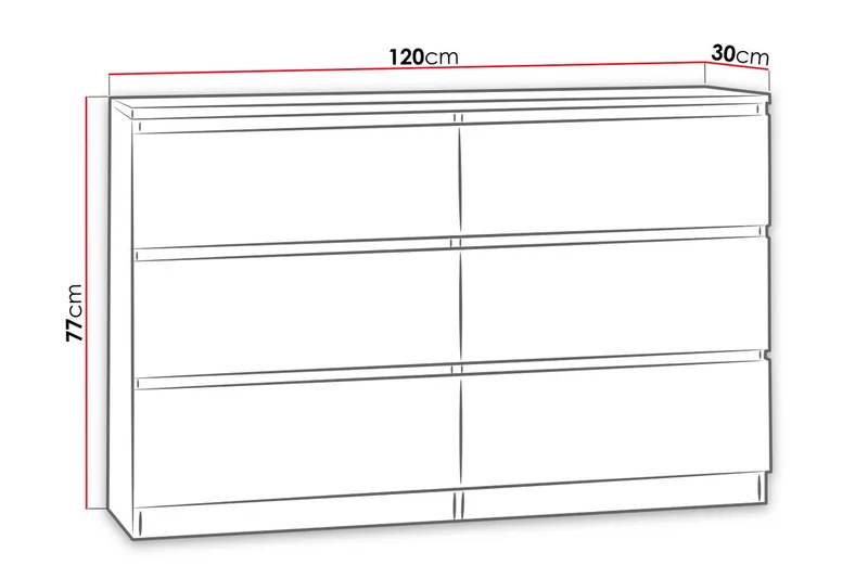 Malwa Kommode med Skuffer 30 cm dyp - Hvit - Oppbevaring - Oppbevaringsmøbler - Kommode - Entrekommode