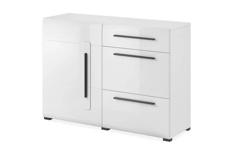 Maricruz Kommode, Hvit/Hvit høyglans