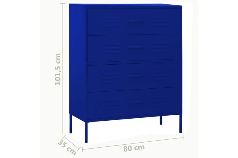 Kommode marineblå 80x35x101,5 cm stål - Blå - Gangoppbevaring - Entrekommode - Kommode