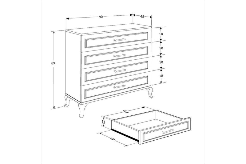 Matul Kommode 90 cm - Hvit - Oppbevaring - Oppbevaringsmøbler - Kommode - Entrekommode