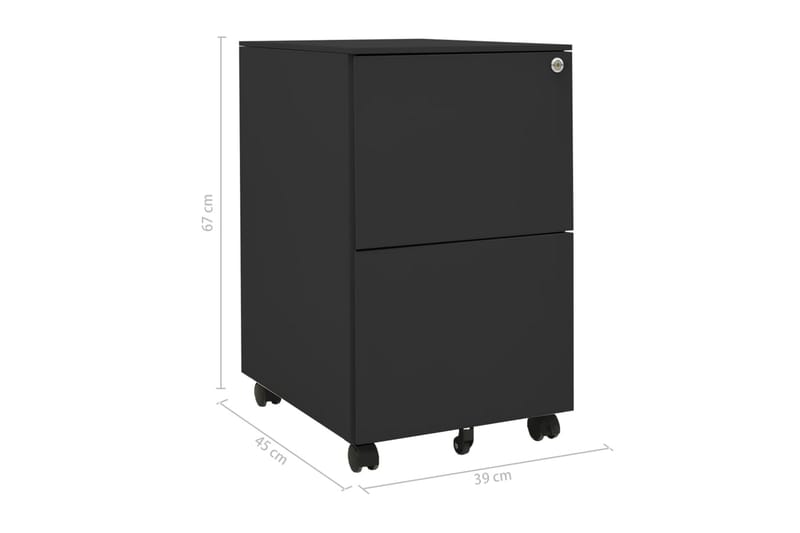 Mobilt arkivskap antrasitt 39x45x67 cm stål - Antrasittgrå - Oppbevaring - Oppbevaringsmøbler - Kommode - Skuffeseksjon