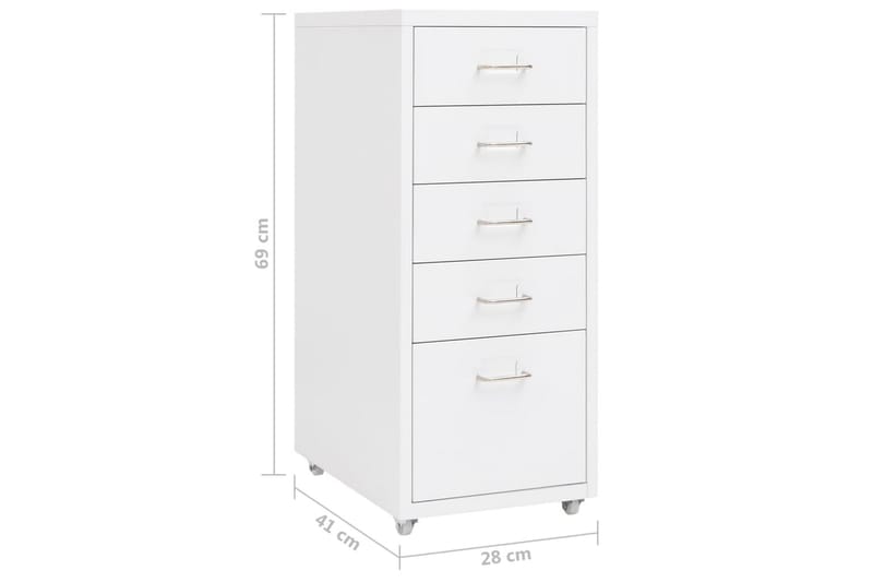 Mobilt arkivskap hvit 28x41x69 cm metall - Hvit - Oppbevaring - Oppbevaringsmøbler - Kommode - Skuffeseksjon