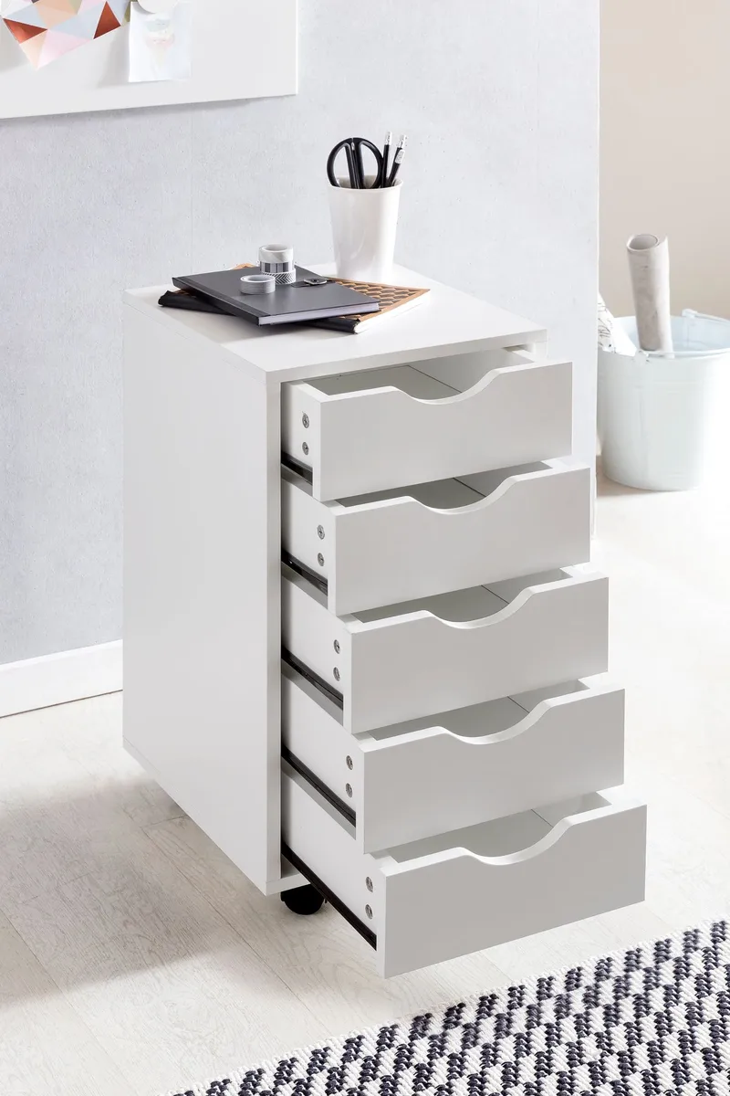 Morara rullekontainer 33 cm - hvit med svarte hjul - Oppbevaring - Oppbevaringsmøbler - Kommode - Entrekommode
