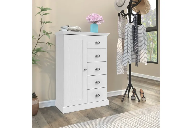 Kommode Motala 75x35x110 cm, Hvit - 75x35x110 cm, Hvit - Oppbevaring - Oppbevaringsmøbler - Kommode - Entrekommode