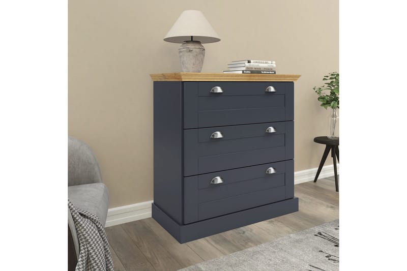 Kommode Motala 75x35x80 cm, Antrasitt/Eik - 75x35x80 cm, Antrasitt/Eik - Oppbevaring - Oppbevaringsmøbler - Kommode