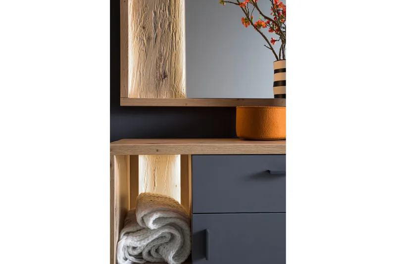 Nacimento Kommode 37x76 cm - Grå/Natur - Oppbevaring - Oppbevaringsmøbler - Kommode - Entrekommode