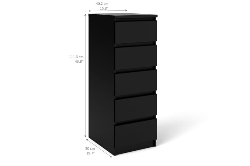 Naia Kommode 40 cm 5 Skuffer - Svart - Oppbevaring - Oppbevaringsmøbler - Kommode