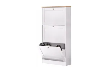 Naveen Skoskap 70x130 cm - Hvit / Brun - Oppbevaring - Skooppbevaring - Skoboks