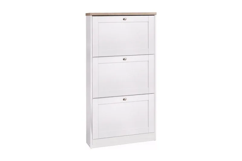 Naveen Skoskap 70x130 cm, Hvit / Brun