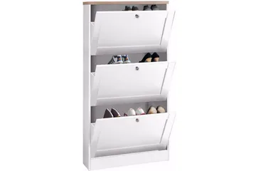 Naveen Skoskap 70x130 cm - Hvit / Brun - Oppbevaring - Skooppbevaring - Skoboks