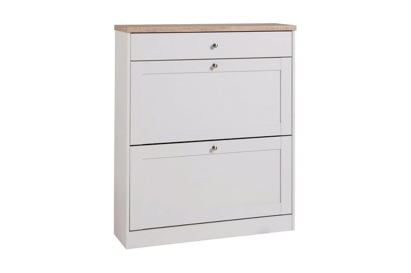 Naveen Skoskap 90 cm, Hvit / Brun