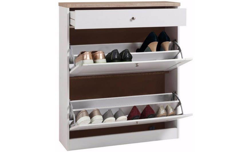 Naveen Skoskap 90 cm - Hvit / Brun - Oppbevaring - Oppbevaringsmøbler - Kommode