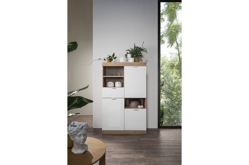 Nicery Kommode 90 cm - Hvit/Brun - Oppbevaring - Gangoppbevaring