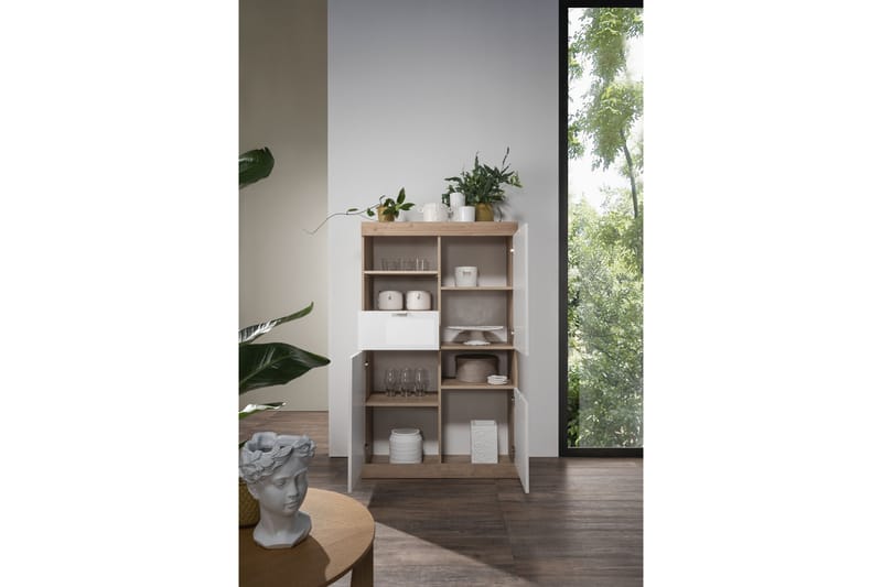 Nicery Kommode 90 cm - Hvit/Brun - Oppbevaring - Gangoppbevaring