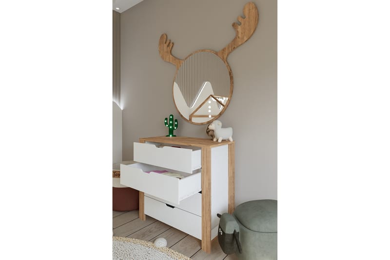 Nordhs Kommode 90 cm - Lys brun/Hvit - Oppbevaring - Oppbevaringsmøbler - Kommode - Entrekommode