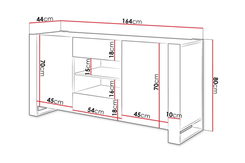 Oberting Kommode 164x44 cm - Grå / Tre / Natur - Oppbevaring - Oppbevaringsmøbler - Kommode