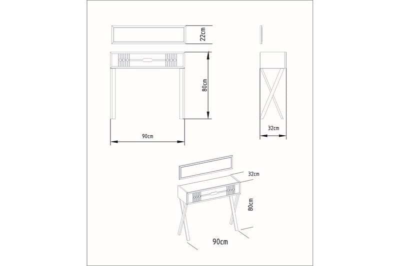 Ocotla Kommode 90x32 cm Skuff - Hvit - Oppbevaring - Oppbevaringsmøbler - Kommode - Entrekommode