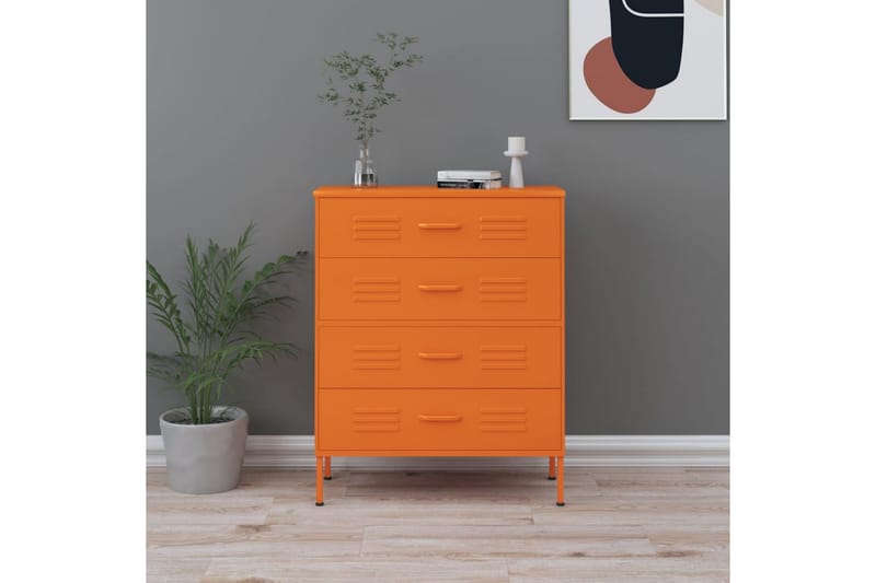 Kommode oransje 80x35x101,5 cm stål - Oransj - Oppbevaring - Oppbevaringsmøbler - Kommode - Entrekommode