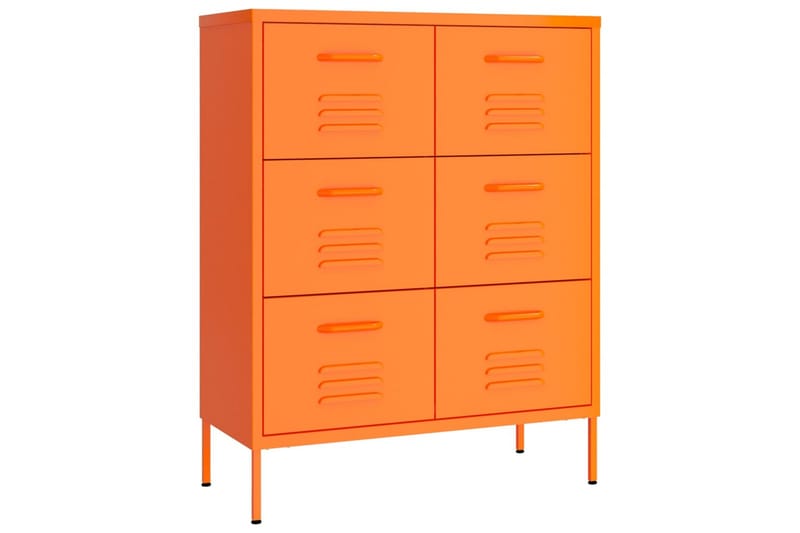 Kommode oransje 80x35x101,5 cm stål - Oransj - Gangoppbevaring - Entrekommode - Kommode