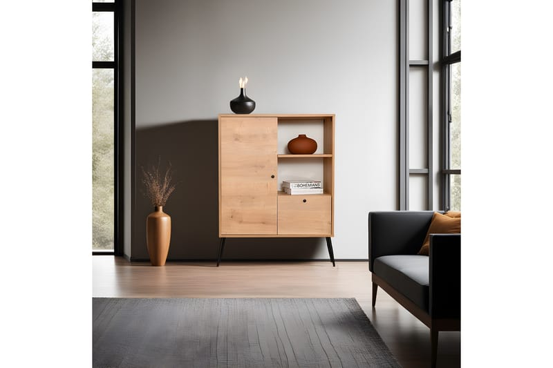 Perrenmies Kommode 90 cm - Eik/Svart - Oppbevaring - Oppbevaringsmøbler - Kommode - Entrekommode