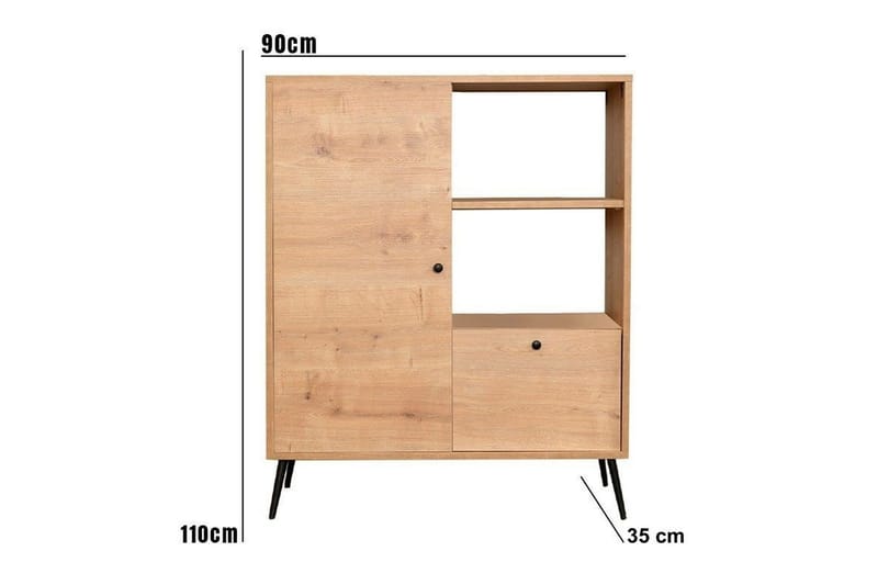 Perrenmies Kommode 90 cm - Eik/Svart - Oppbevaring - Oppbevaringsmøbler - Kommode - Entrekommode