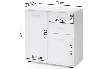 Pinuelas Kommode 71x36 cm - Hvit - Oppbevaring - Oppbevaringsmøbler - Kommode - Entrekommode