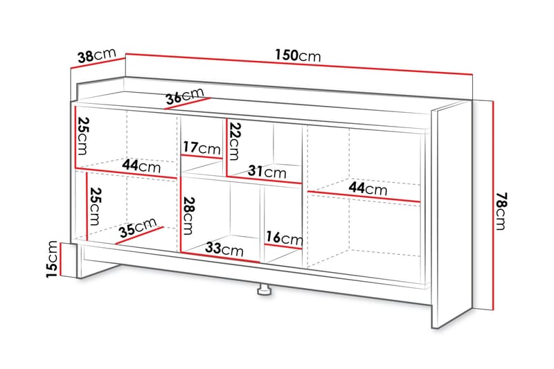Polina Kommode 150 cm - Brun / Svart - Oppbevaring - Oppbevaringsmøbler - Kommode