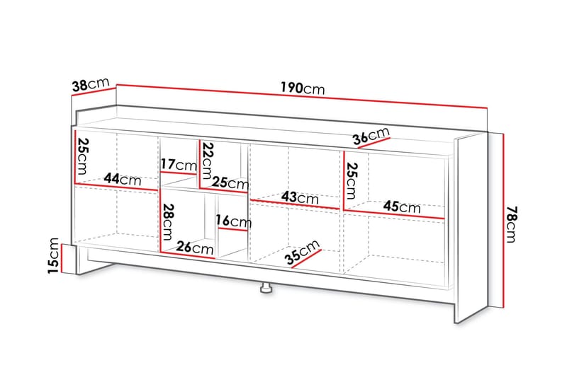 Polina Kommode 190 cm - Brun / Svart - Oppbevaring - Oppbevaringsmøbler - Kommode