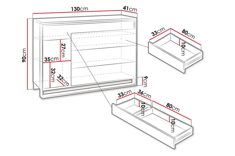 Quant Kommode 41x130 cm - Eik/Svart - Gangoppbevaring - Entrekommode - Kommode