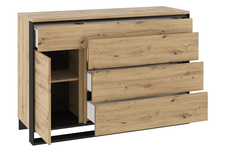 Quant Kommode 41x130 cm - Eik/Svart - Oppbevaring - Oppbevaringsmøbler - Kommode - Entrekommode