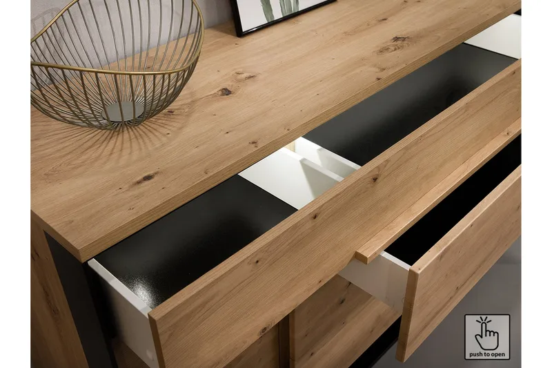 Quant Kommode 41x130 cm - Eik/Svart - Oppbevaring - Oppbevaringsmøbler - Kommode - Entrekommode