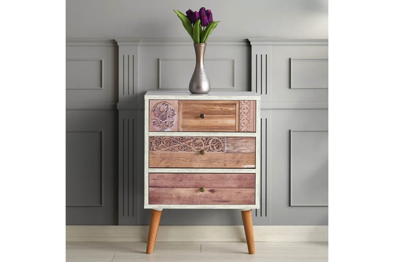 Quivoz Kommode 50 cm - Hvit / Valnøtt - Oppbevaring - Oppbevaringsmøbler - Kommode - Entrekommode