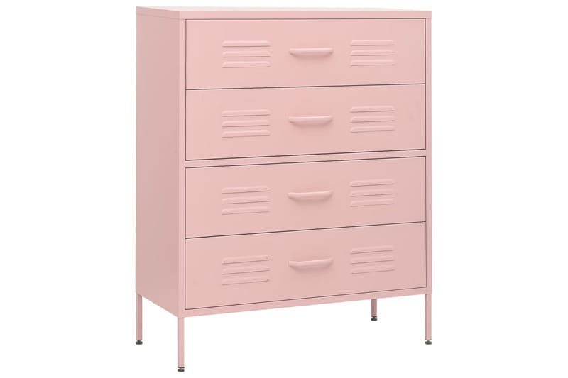 Kommode rosa 80x35x101,5 cm stål - Rosa - Oppbevaring - Oppbevaringsmøbler - Kommode - Entrekommode