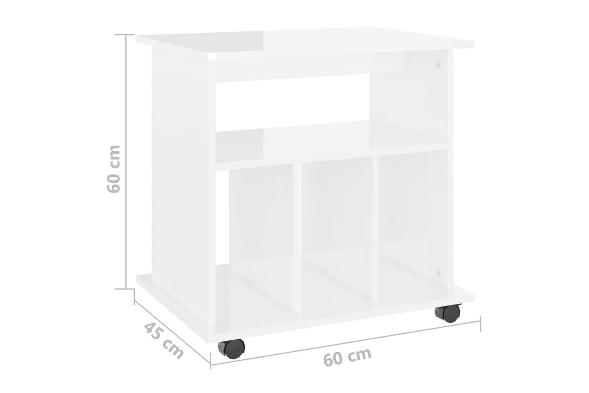 Rulleskap høyglans hvit 60x45x60 cm sponplate - Hvit - Oppbevaring - Oppbevaringsmøbler - Kommode - Skuffeseksjon