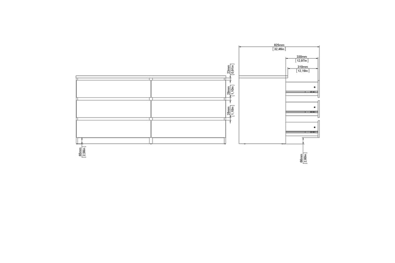 Salomns Kommode 50x154 cm - Hvit | Grå - Gangoppbevaring - Entrekommode - Kommode