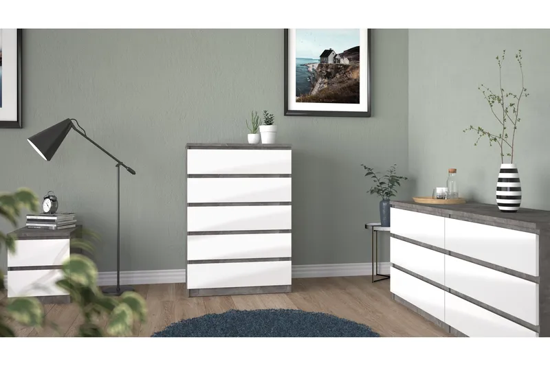 Salomns Kommode 50x154 cm - Hvit | Grå - Oppbevaring - Oppbevaringsmøbler - Kommode - Entrekommode