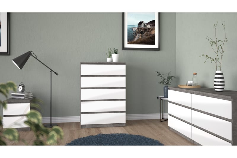 Salomns Kommode 50x154 cm - Hvit | Grå - Oppbevaring - Oppbevaringsmøbler - Kommode