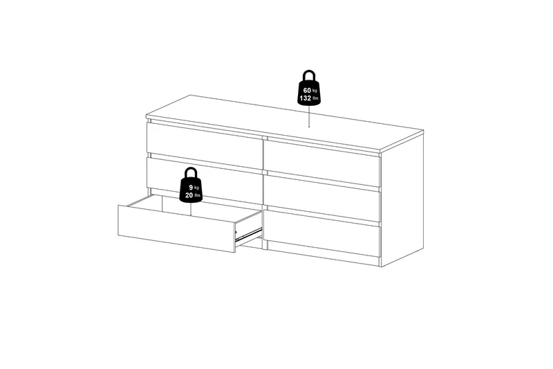 Salomns Kommode 50x154 cm - Hvit | Grå - Oppbevaring - Oppbevaringsmøbler - Kommode - Entrekommode