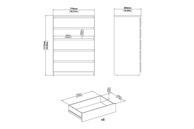 Salomns Kommode 77 cm - Hvit - Oppbevaring - Oppbevaringsmøbler - Kommode - Entrekommode