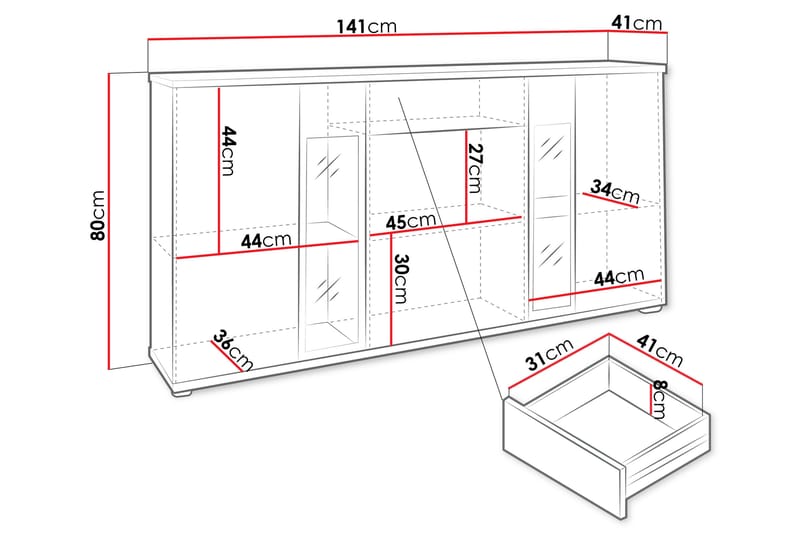 Salsa kommode 140x40x80 cm - Oppbevaring - Oppbevaringsmøbler - Kommode - Entrekommode