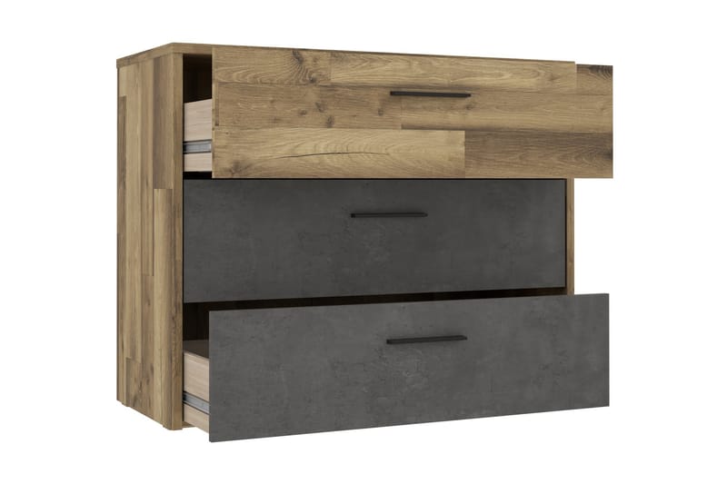 Scrafton Kommode 100 cm - Grå/Brun - Oppbevaring - Oppbevaringsmøbler - Kommode - Entrekommode