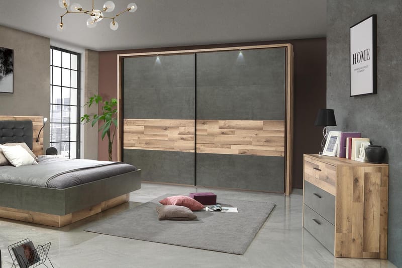 Scrafton Kommode 100 cm - Grå/Brun - Oppbevaring - Oppbevaringsmøbler - Kommode - Entrekommode