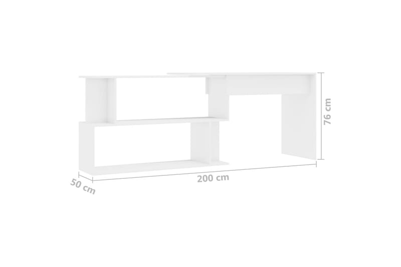 Hjørneskrivebord høyglans hvit 200x50x76 cm sponplate - Hvit - Oppbevaring - Oppbevaringsmøbler - Kommode - Skatoll