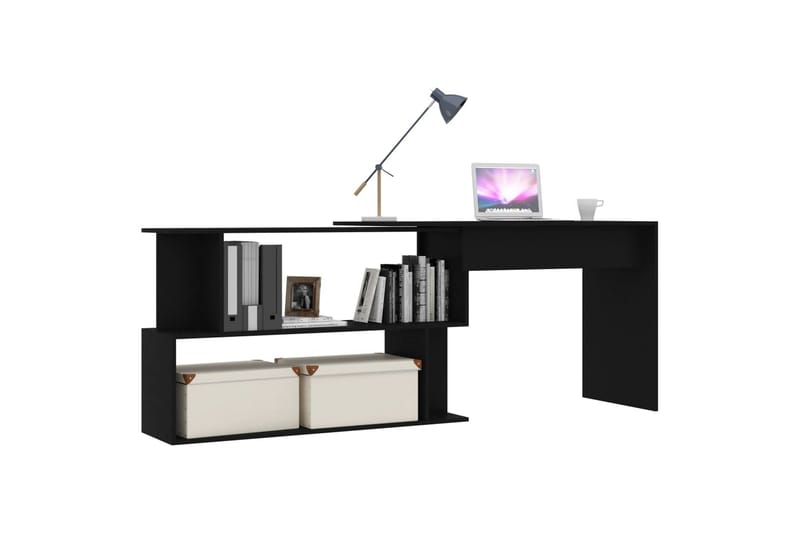 Hjørneskrivebord svart 200x50x76 cm sponplate - Svart - Oppbevaring - Oppbevaringsmøbler - Kommode - Skatoll