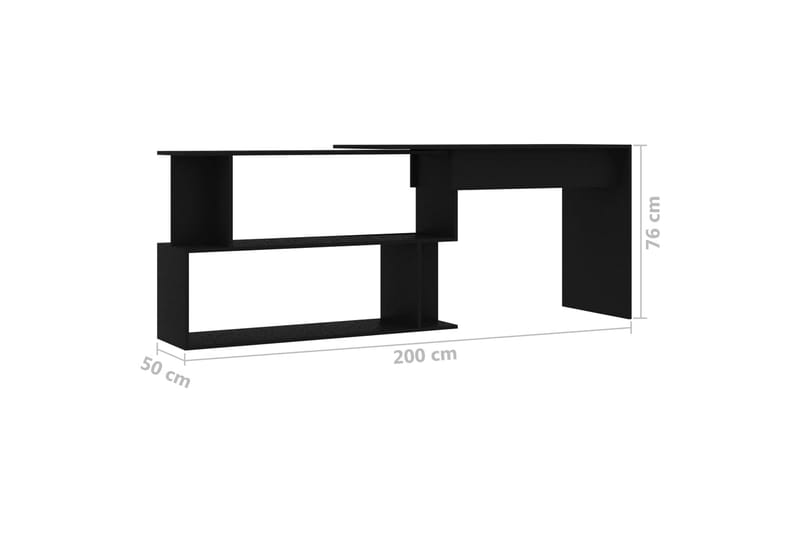 Hjørneskrivebord svart 200x50x76 cm sponplate - Svart - Oppbevaring - Oppbevaringsmøbler - Kommode - Skatoll